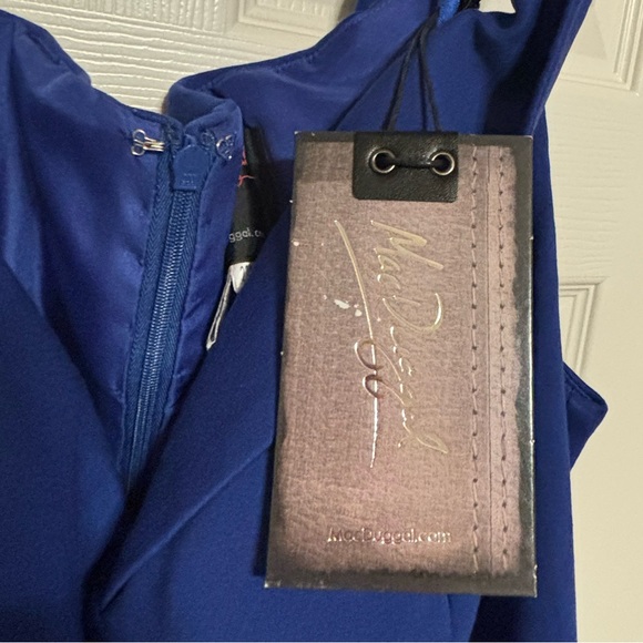 NWT Mac Duggal Size 22W• Off the Shoulder •Faux Wrap Fit Flare Dress •Royal Blue - Picture 6 of 6